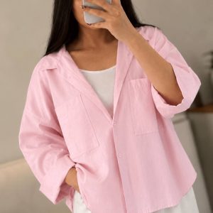 شومیز زنانه باکسی طرح 2 جیب فری سایز کد 010 اورجینال